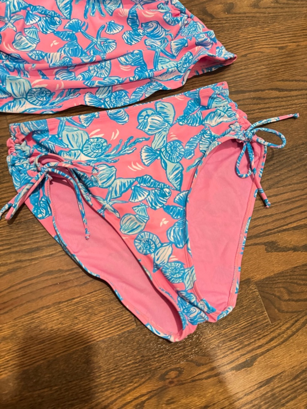 NWOT Stella Parker Tropical Tankini Set M Blue Pink Two Piece Vacation Resort - Picture 5 of 11